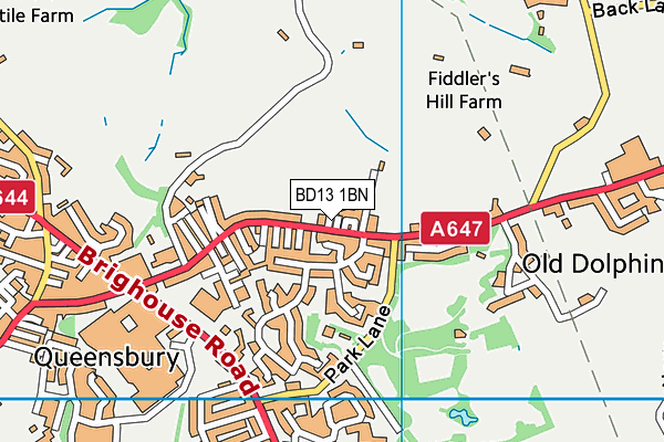 BD13 1BN map - OS VectorMap District (Ordnance Survey)