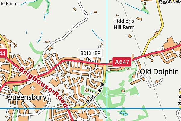 BD13 1BP map - OS VectorMap District (Ordnance Survey)