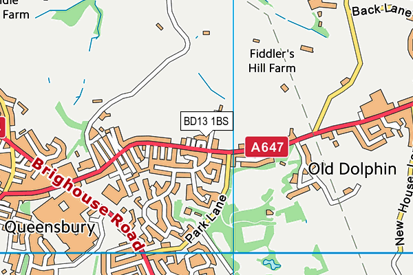 BD13 1BS map - OS VectorMap District (Ordnance Survey)