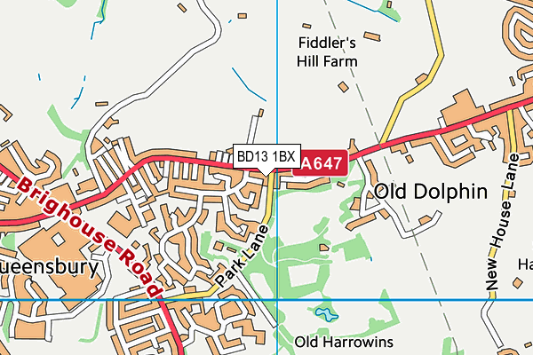 BD13 1BX map - OS VectorMap District (Ordnance Survey)