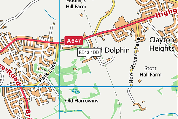 BD13 1DD map - OS VectorMap District (Ordnance Survey)