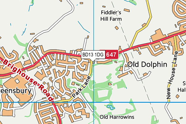 BD13 1DG map - OS VectorMap District (Ordnance Survey)