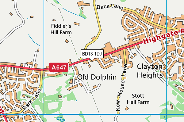 BD13 1DJ map - OS VectorMap District (Ordnance Survey)