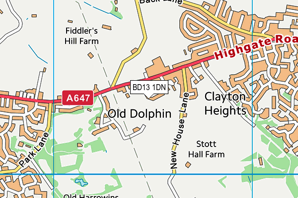 BD13 1DN map - OS VectorMap District (Ordnance Survey)
