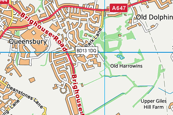 BD13 1DQ map - OS VectorMap District (Ordnance Survey)