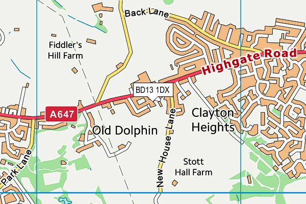 BD13 1DX map - OS VectorMap District (Ordnance Survey)