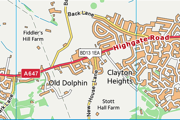 BD13 1EA map - OS VectorMap District (Ordnance Survey)