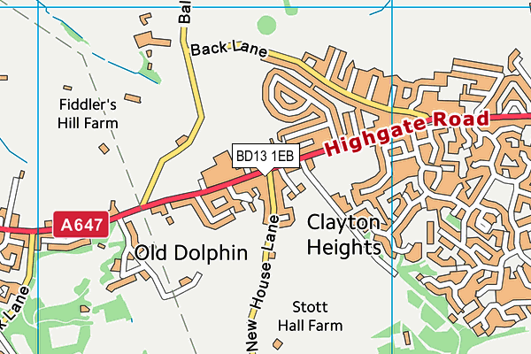 BD13 1EB map - OS VectorMap District (Ordnance Survey)