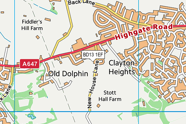 BD13 1EF map - OS VectorMap District (Ordnance Survey)