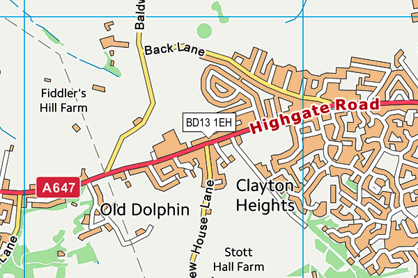 BD13 1EH map - OS VectorMap District (Ordnance Survey)