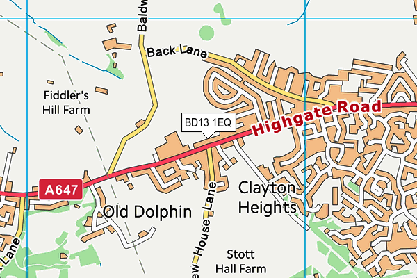 BD13 1EQ map - OS VectorMap District (Ordnance Survey)