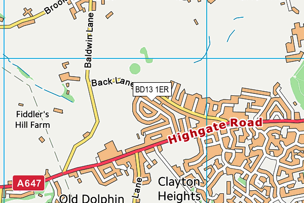 BD13 1ER map - OS VectorMap District (Ordnance Survey)