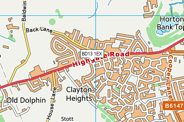 BD13 1EX map - OS VectorMap District (Ordnance Survey)