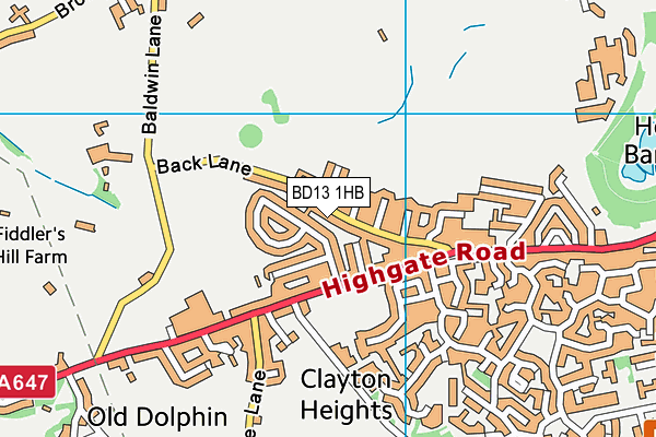 BD13 1HB map - OS VectorMap District (Ordnance Survey)