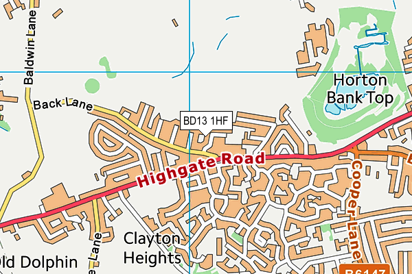 BD13 1HF map - OS VectorMap District (Ordnance Survey)