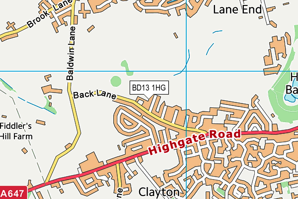 BD13 1HG map - OS VectorMap District (Ordnance Survey)