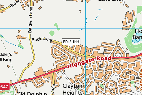 BD13 1HH map - OS VectorMap District (Ordnance Survey)