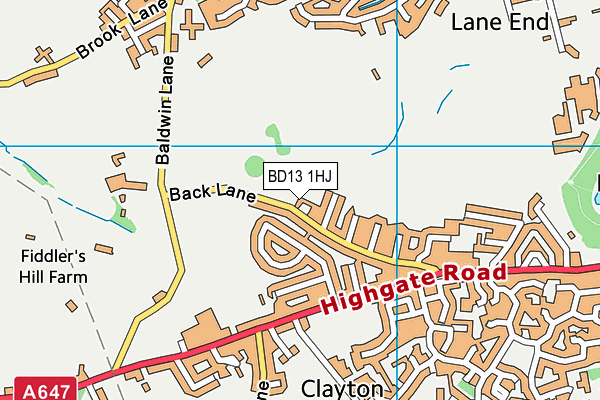 BD13 1HJ map - OS VectorMap District (Ordnance Survey)