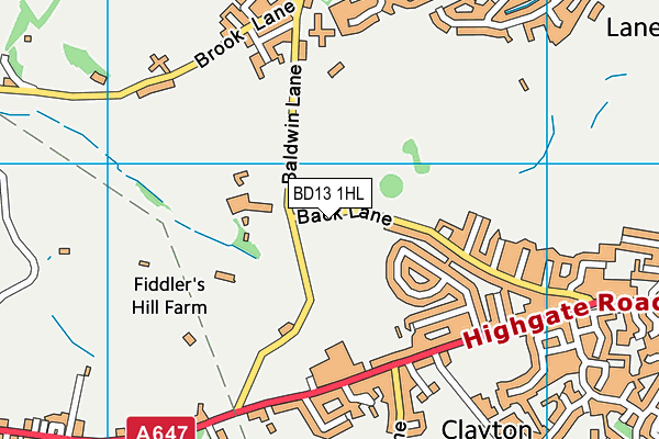 BD13 1HL map - OS VectorMap District (Ordnance Survey)