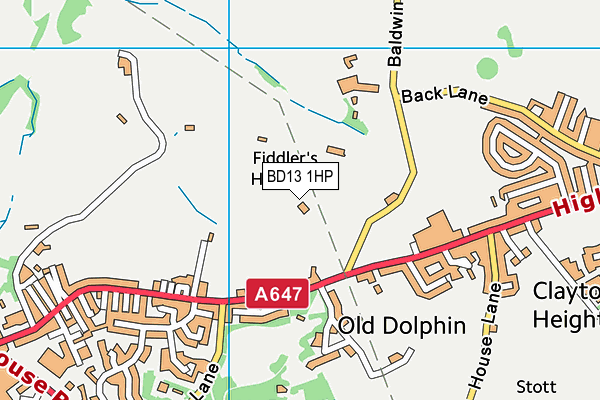 BD13 1HP map - OS VectorMap District (Ordnance Survey)