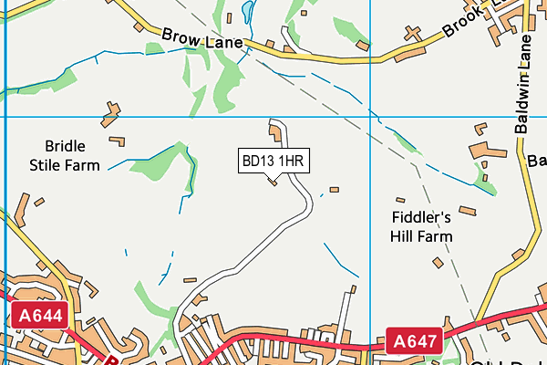 BD13 1HR map - OS VectorMap District (Ordnance Survey)