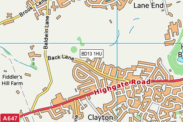 BD13 1HU map - OS VectorMap District (Ordnance Survey)