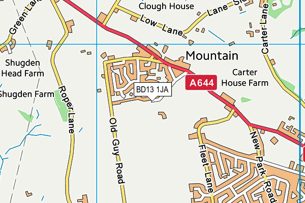 BD13 1JA map - OS VectorMap District (Ordnance Survey)