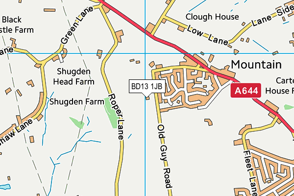 Queensbury Cricket Club map (BD13 1JB) - OS VectorMap District (Ordnance Survey)