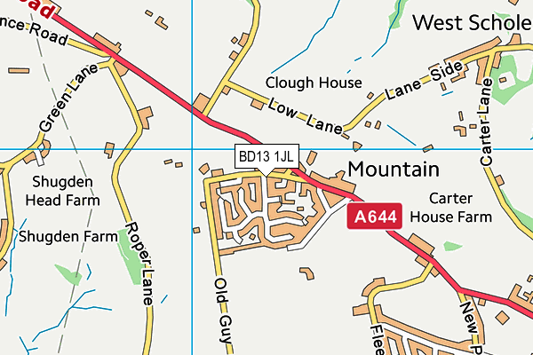 BD13 1JL map - OS VectorMap District (Ordnance Survey)