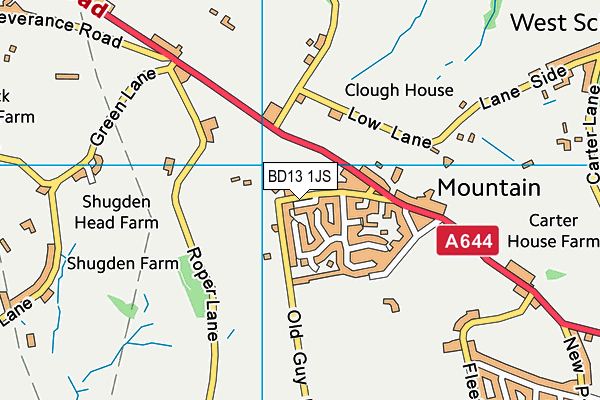 BD13 1JS map - OS VectorMap District (Ordnance Survey)