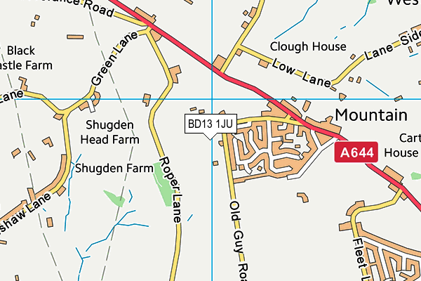 BD13 1JU map - OS VectorMap District (Ordnance Survey)