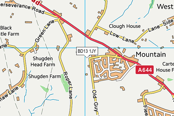 BD13 1JY map - OS VectorMap District (Ordnance Survey)