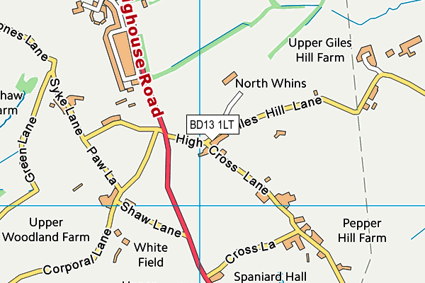 BD13 1LT map - OS VectorMap District (Ordnance Survey)