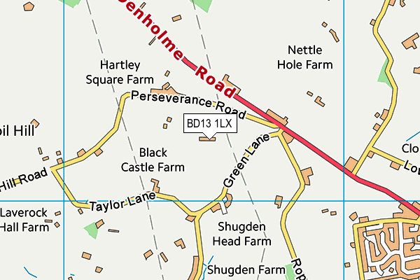 BD13 1LX map - OS VectorMap District (Ordnance Survey)