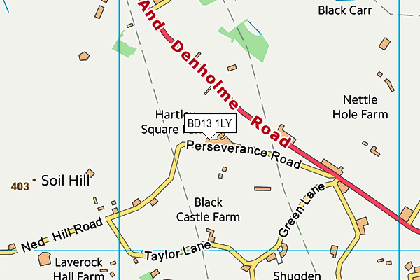 BD13 1LY map - OS VectorMap District (Ordnance Survey)