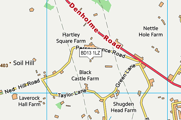 BD13 1LZ map - OS VectorMap District (Ordnance Survey)