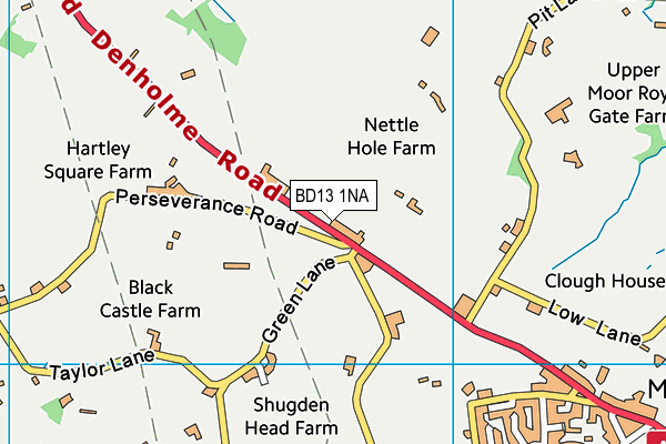 BD13 1NA map - OS VectorMap District (Ordnance Survey)