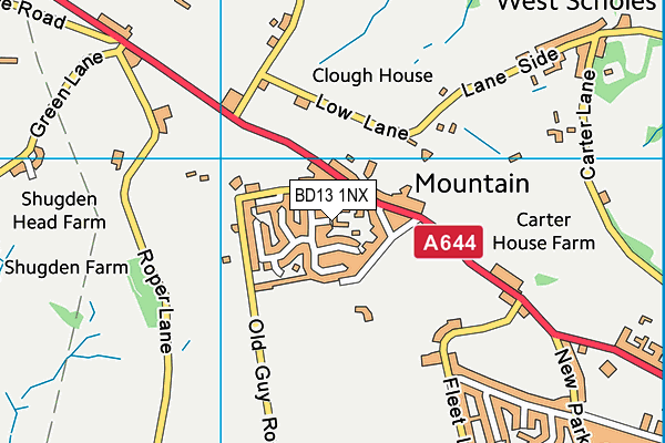 BD13 1NX map - OS VectorMap District (Ordnance Survey)