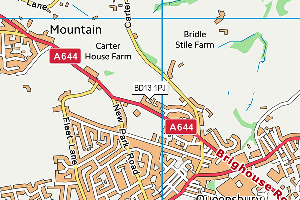 BD13 1PJ map - OS VectorMap District (Ordnance Survey)