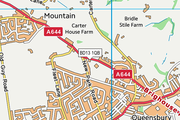 Albert Road Recreation Ground (Queensbury Juniors Arlfc) map (BD13 1QB) - OS VectorMap District (Ordnance Survey)