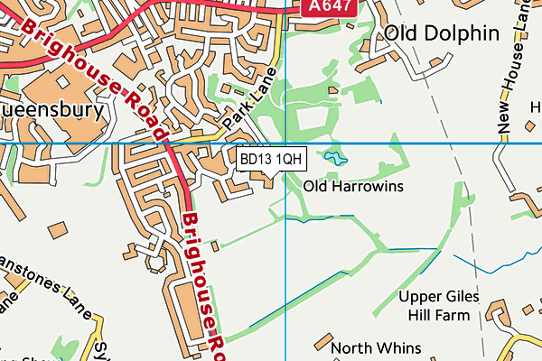BD13 1QH map - OS VectorMap District (Ordnance Survey)