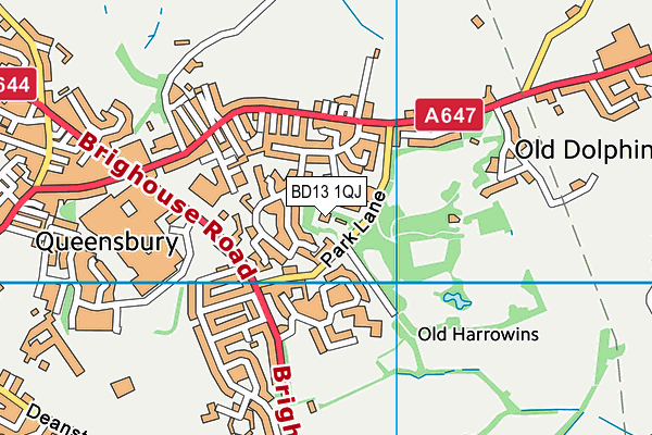 BD13 1QJ map - OS VectorMap District (Ordnance Survey)