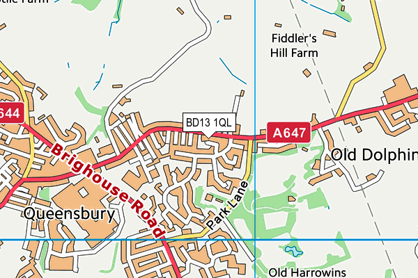 BD13 1QL map - OS VectorMap District (Ordnance Survey)