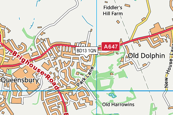 BD13 1QN map - OS VectorMap District (Ordnance Survey)