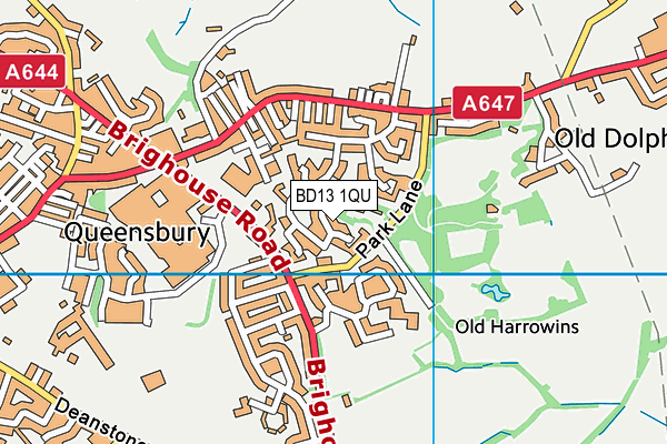 BD13 1QU map - OS VectorMap District (Ordnance Survey)