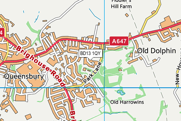 BD13 1QY map - OS VectorMap District (Ordnance Survey)