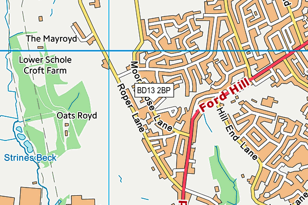 BD13 2BP map - OS VectorMap District (Ordnance Survey)