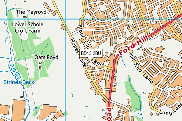 BD13 2BU map - OS VectorMap District (Ordnance Survey)