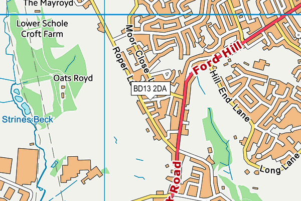 BD13 2DA map - OS VectorMap District (Ordnance Survey)