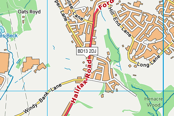 BD13 2DJ map - OS VectorMap District (Ordnance Survey)